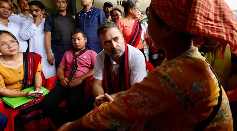 Rahul Gandhi meets flood victims in Assam